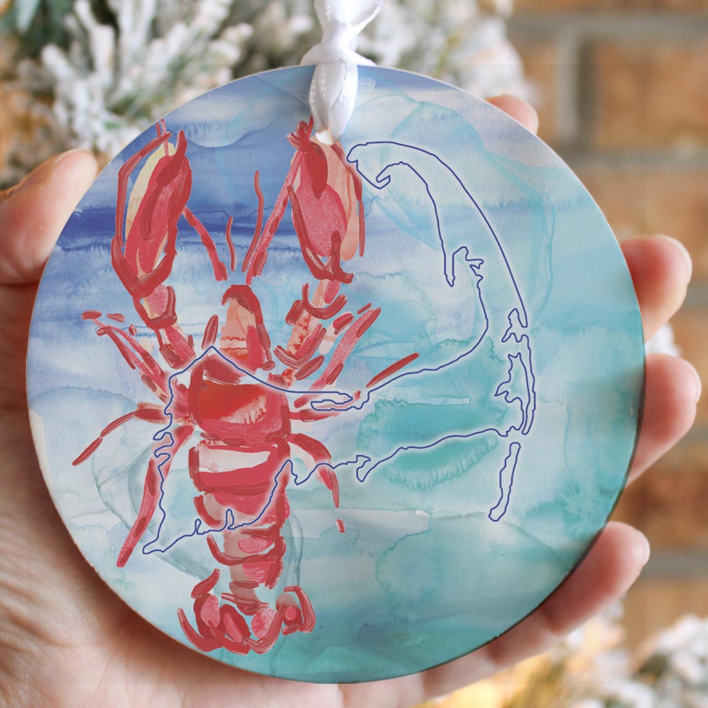 Watercolor Lobster | Wood Ornament | Eaches | Min 6