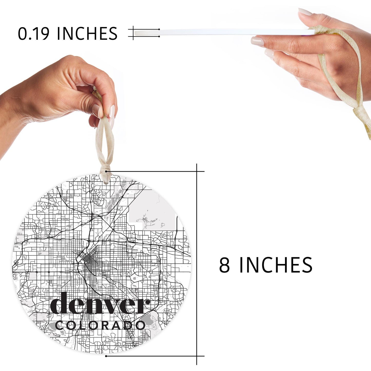 Black And White White Map Colorado Denver | Wood Ornament | Eaches | Min 1