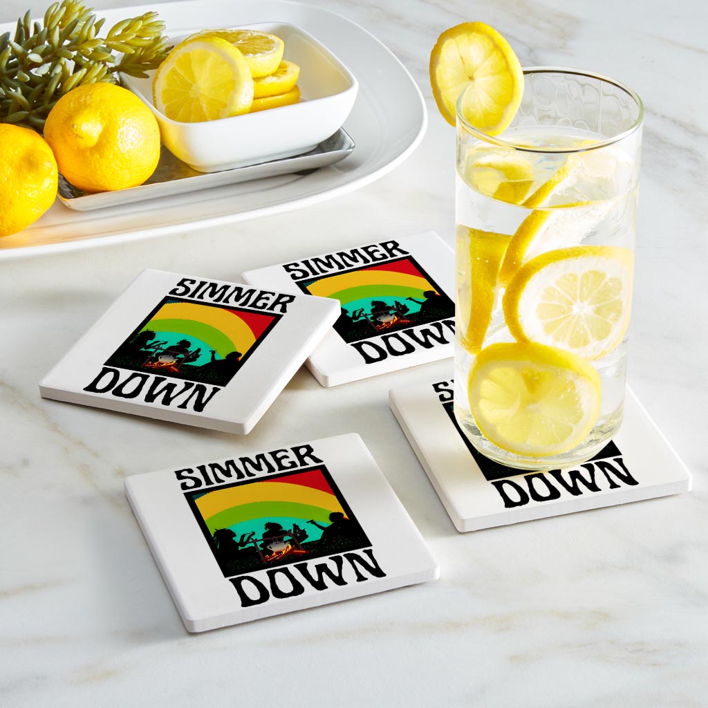 Square Coasters Simmer Down Communal Fire Set of Four | 4x4