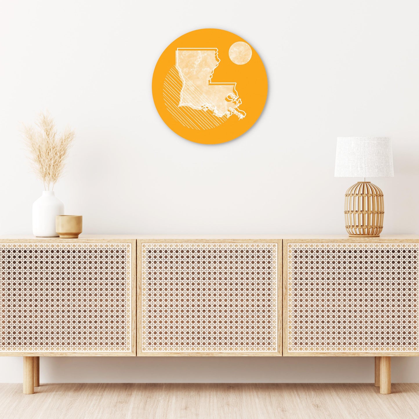 Bright Modern Geometric On Orange Louisiana | Wood Sign | Eaches | Min 1