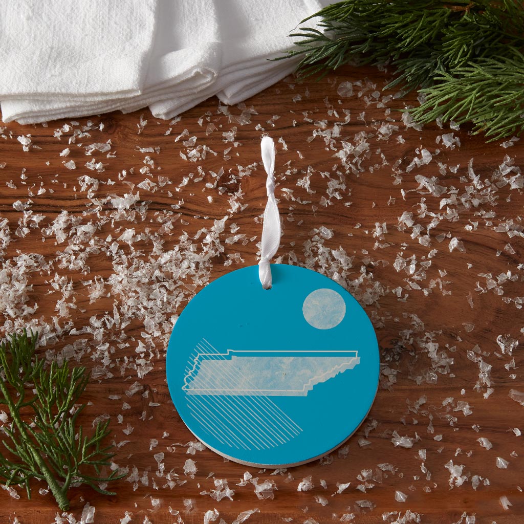 Bright Modern Geometric On Blue Tennessee| Wood Ornament | Eaches | Min 6