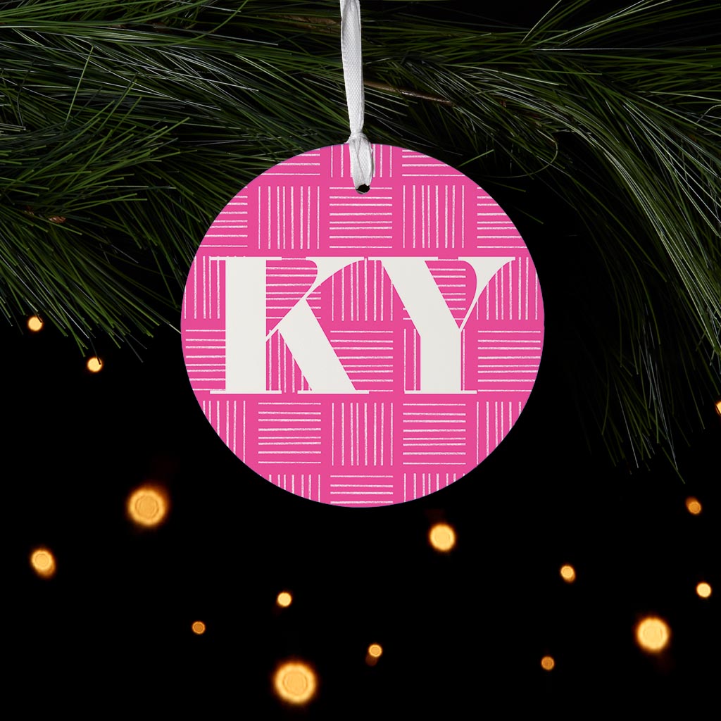 Bright Modern Abbreviated On Pink Kentucky | Wood Ornament | Eaches | Min 6