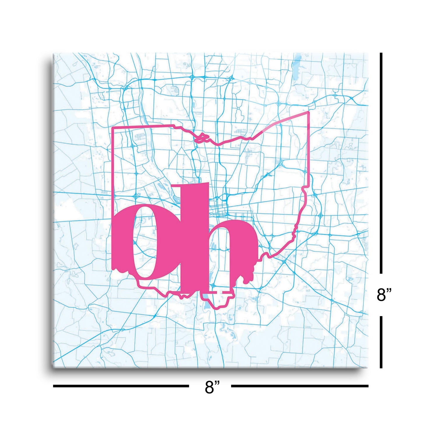 Bright Modern Abbreviated State Map Blue Ohio Columbus| Hi-Def Glass Art | Eaches | Min 2