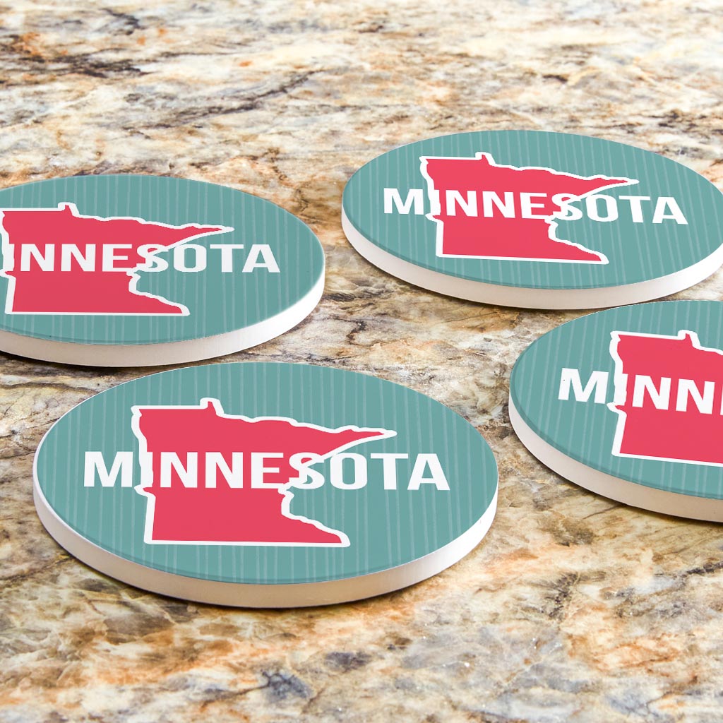 Boho Color State On Blue Minnesota | Absorbent Coasters | Set of 4 | Min 2