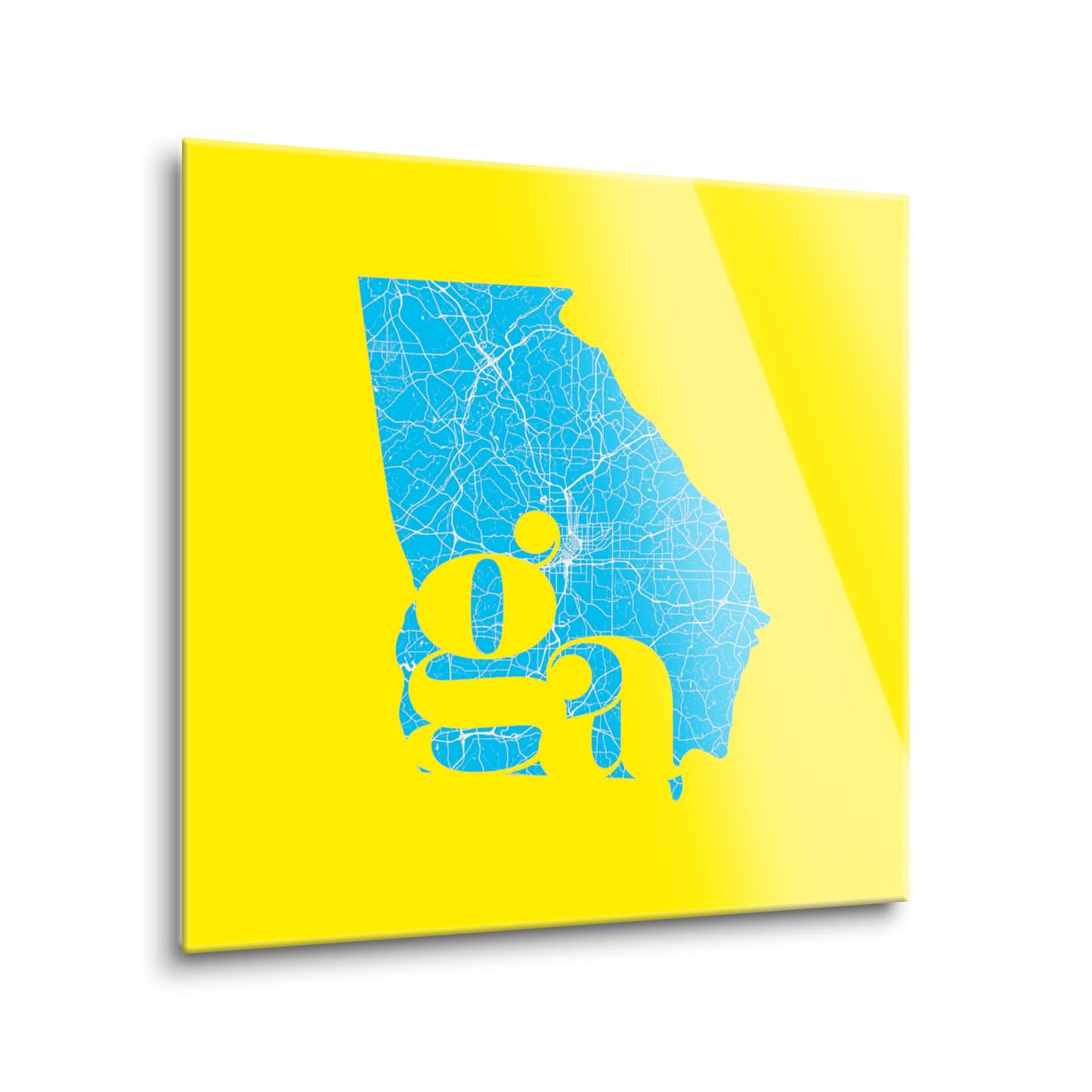 Bright Modern Abbreviated State Yellow Georgia | Hi-Def Glass Art | Eaches | Min 2