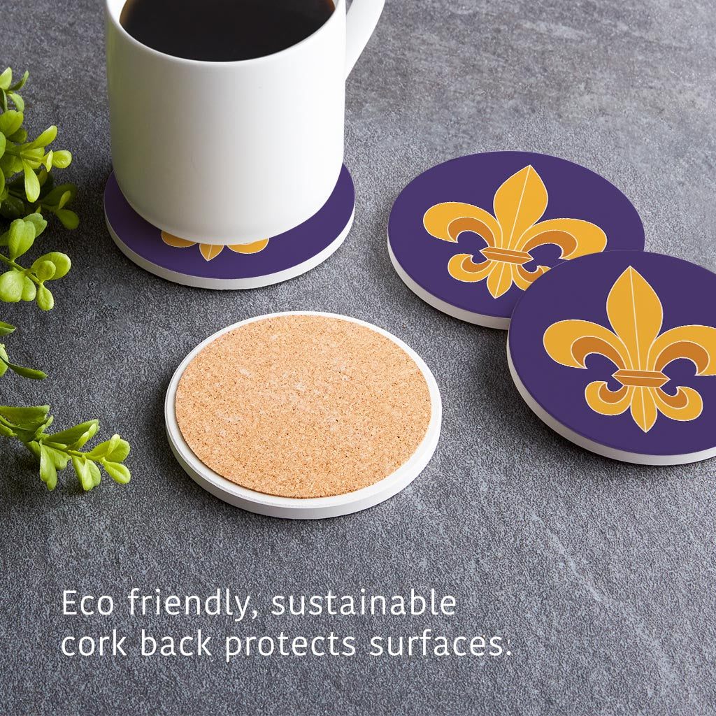 Purple Gold Louisiana Fleur De Lis | Absorbent Coasters | Set of 4 | Min 2