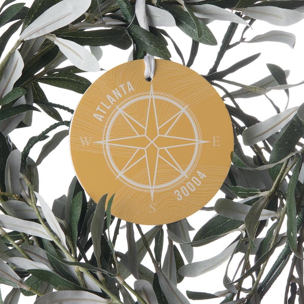 Boho Color Compass Zip On Yellow Georgia Atlanta | Wood Ornament | Eaches | Min 6