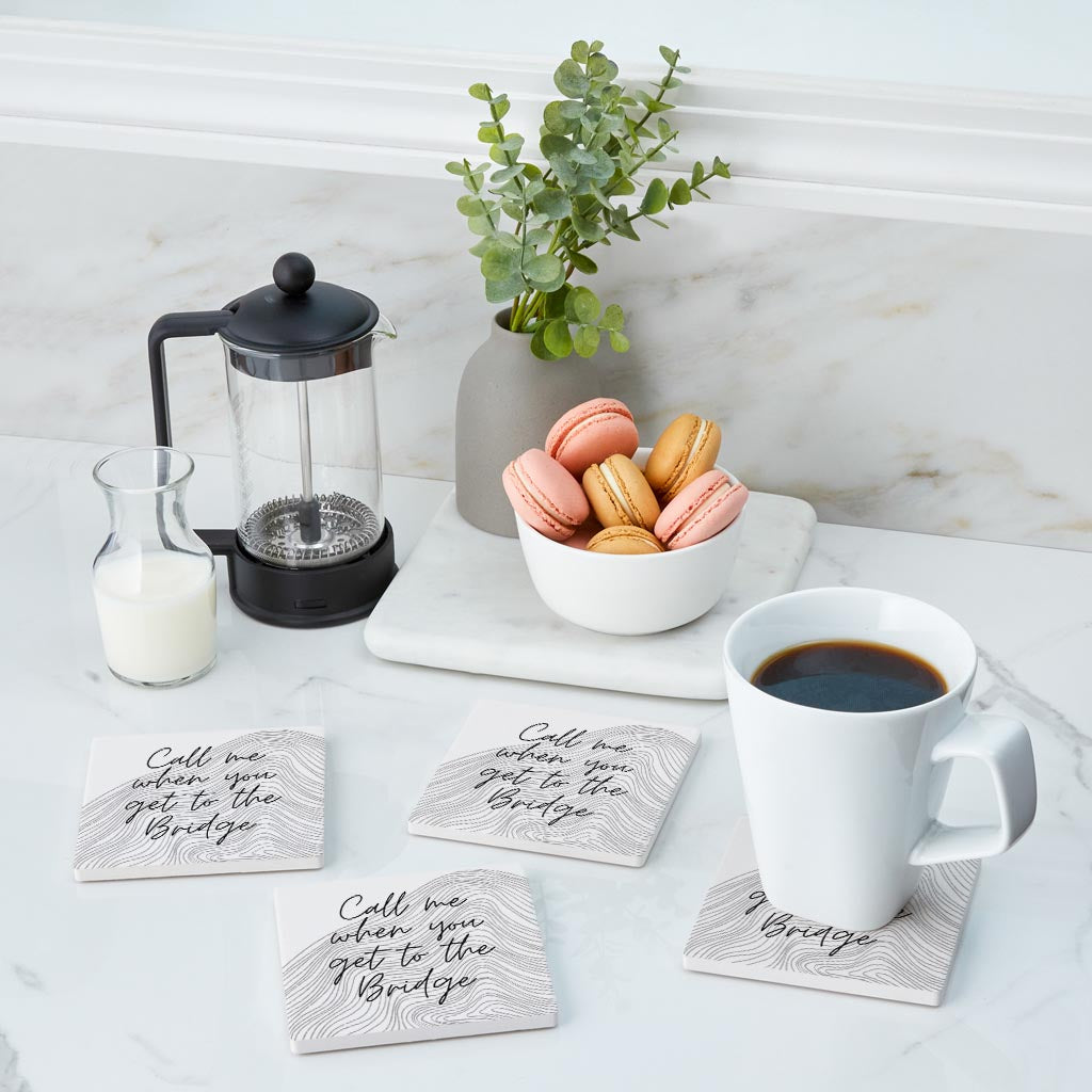 Minimalistic B&W Cape Cod When You Get To The Bridge | Absorbent Coasters | Set of 4 | Min 2