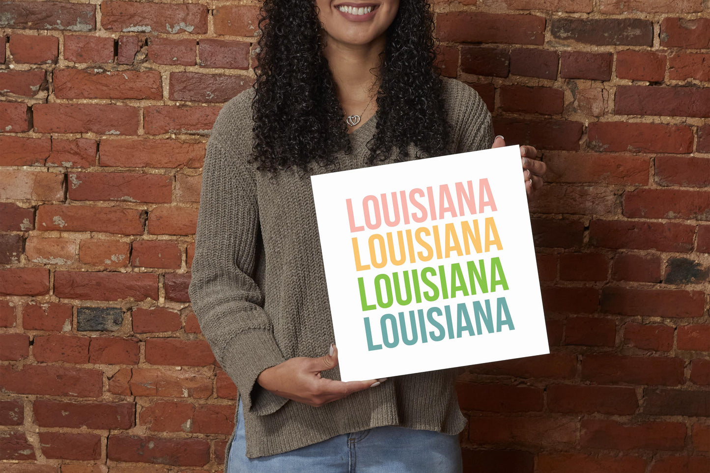 Boho Color Repeated State Name Louisiana | Wood Sign | Eaches | Min 2