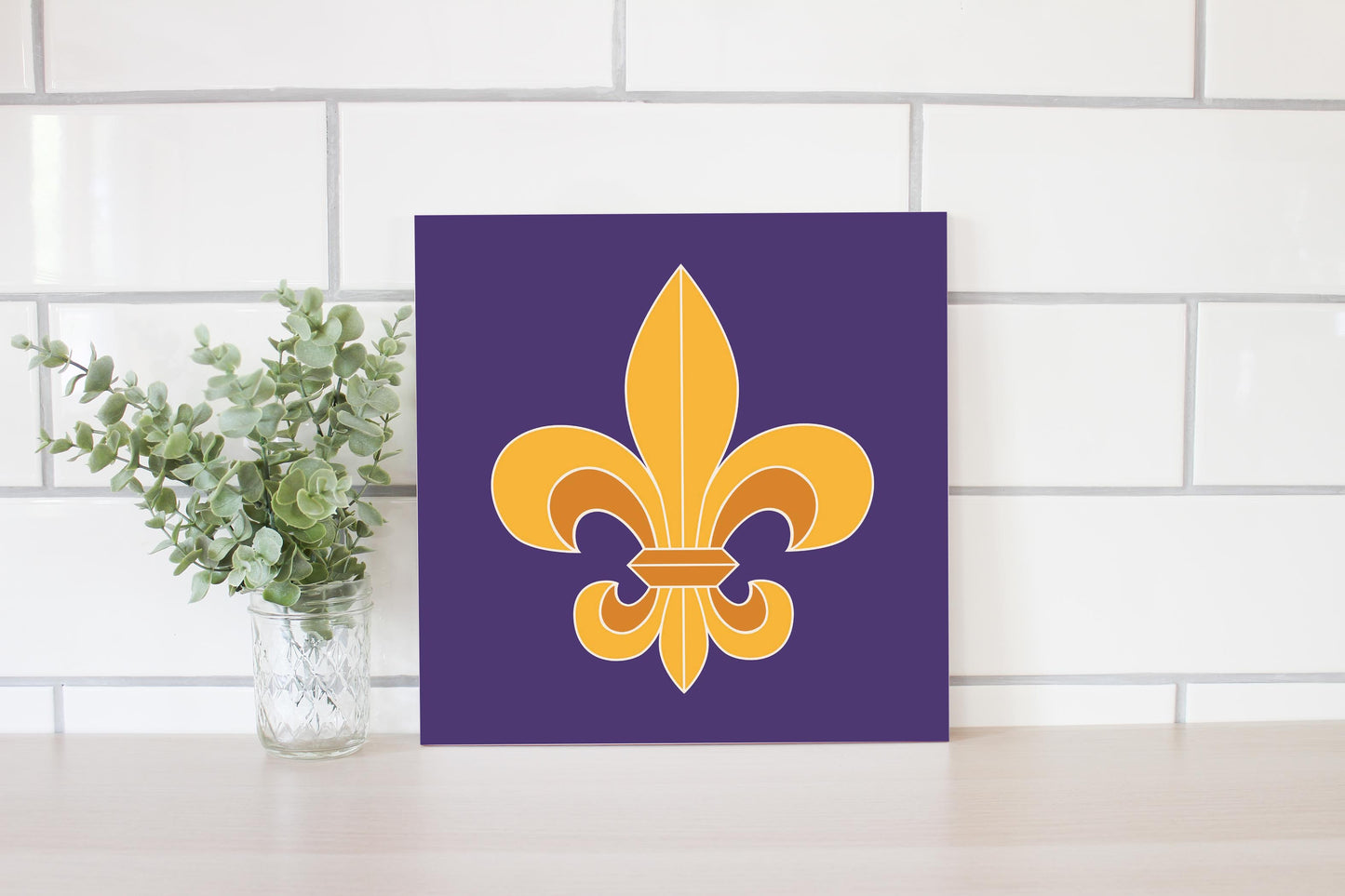 Purple Gold Louisiana Fleur De Lis | Wood Sign | Eaches | Min 2