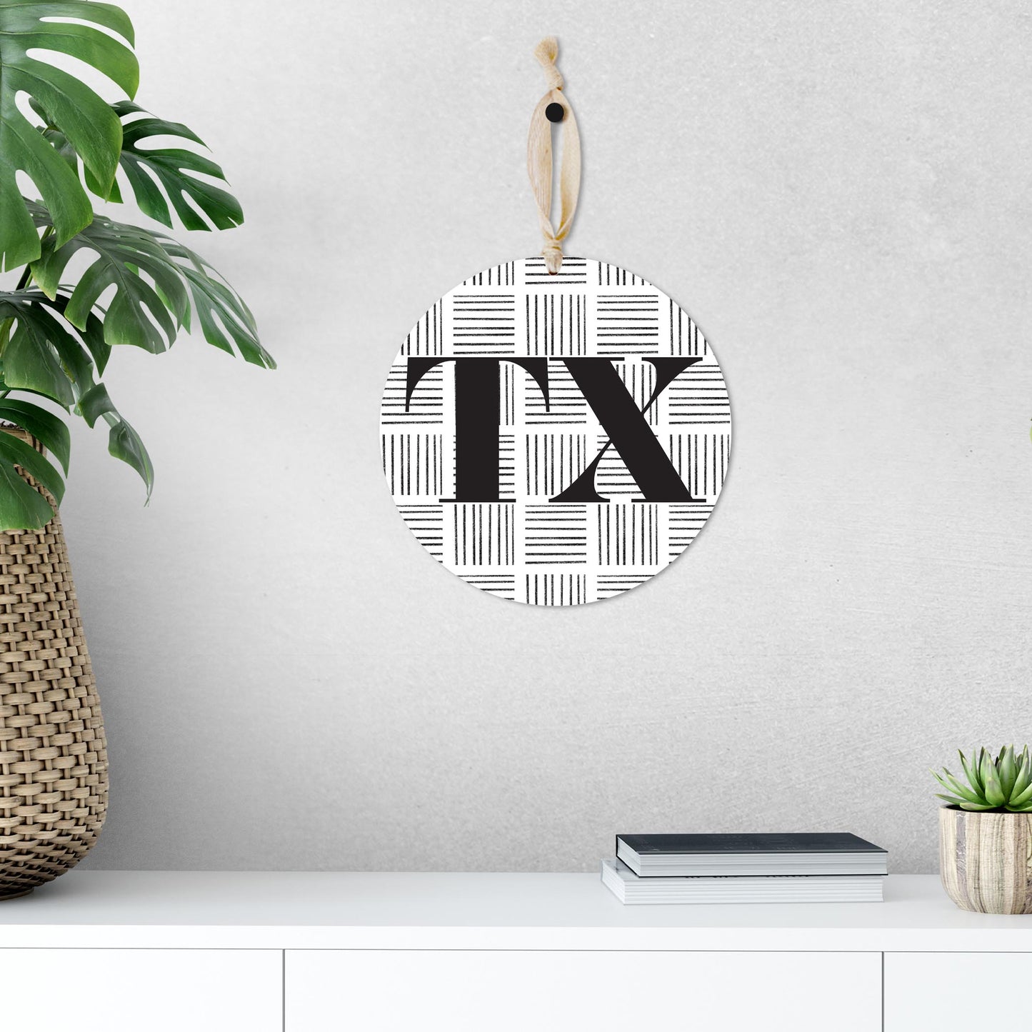 Black And White Abbreviated On White Texas | Wood Ornament | Eaches | Min 1