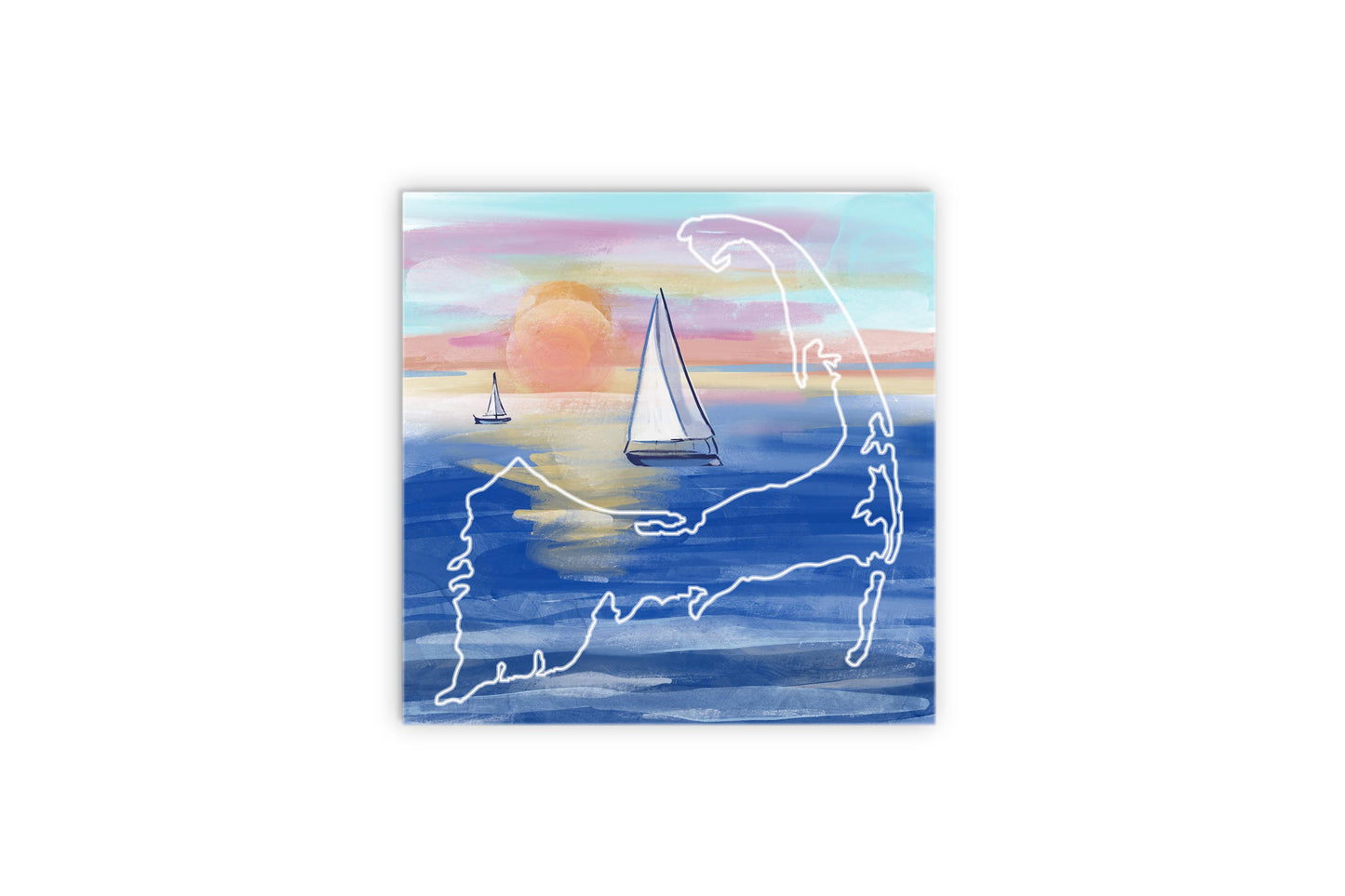 Watercolor Sunset With Sailboats | Wood Sign | Eaches | Min 2