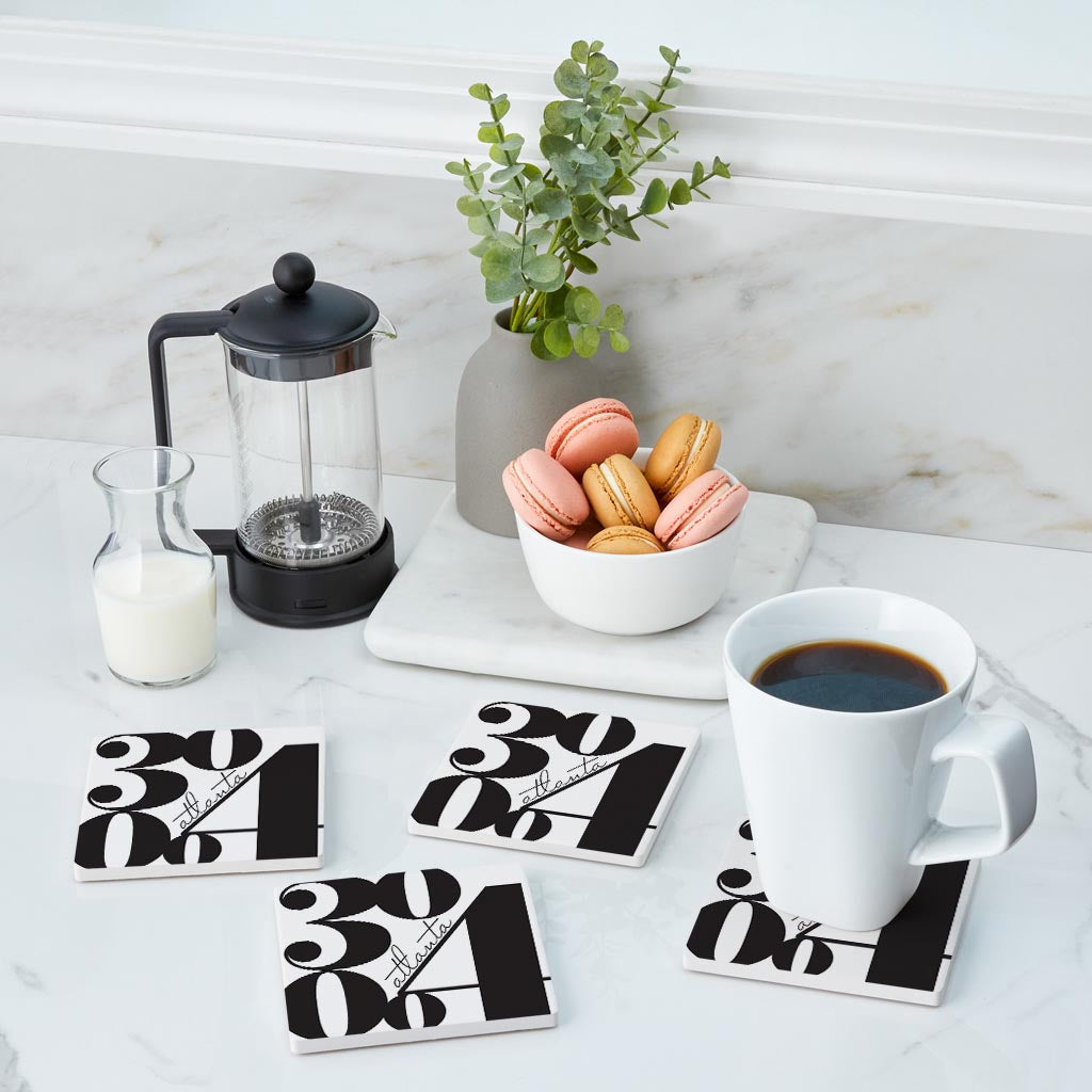 Black And White Zip Block Georgia Atlanta | Absorbent Coasters | Set of 4 | Min 2