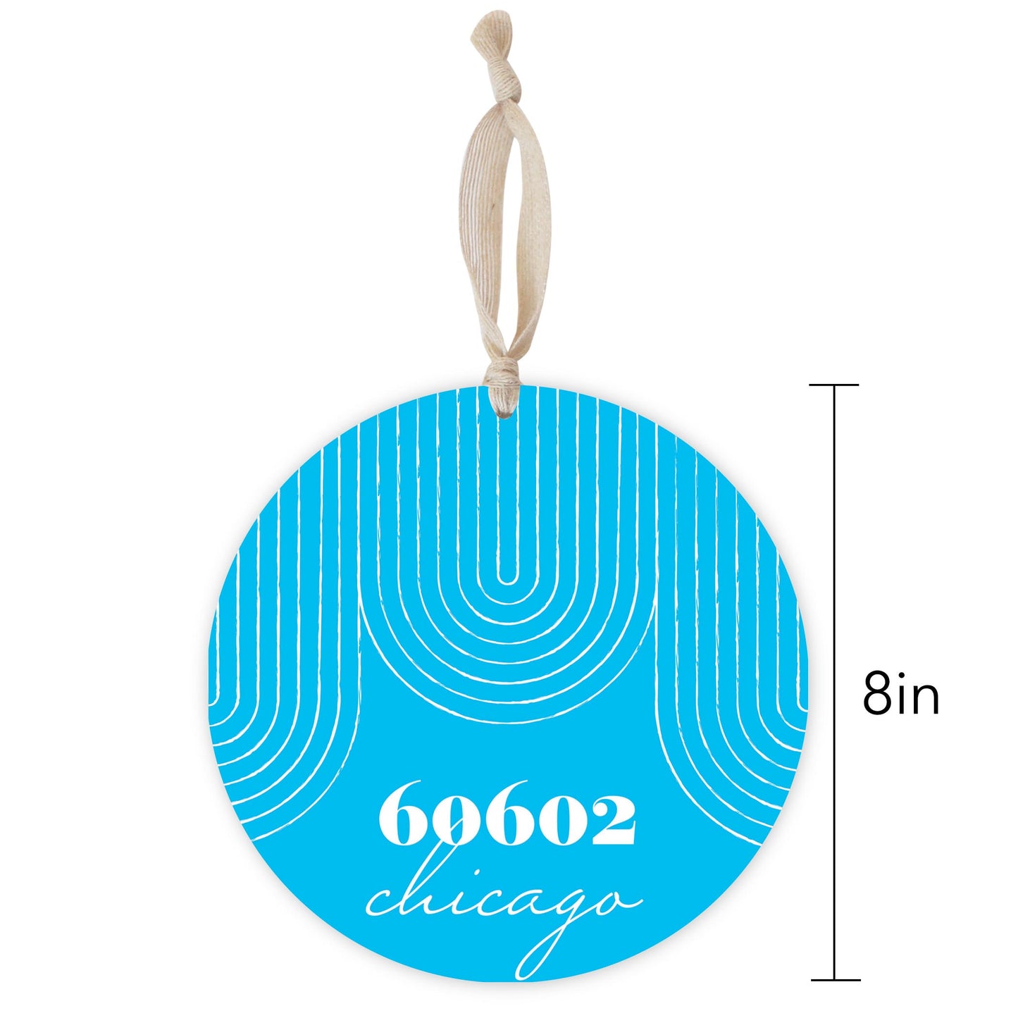 Bright Modern City Zip On Teal Illinois Chicago | Wood Ornament | Eaches | Min 1