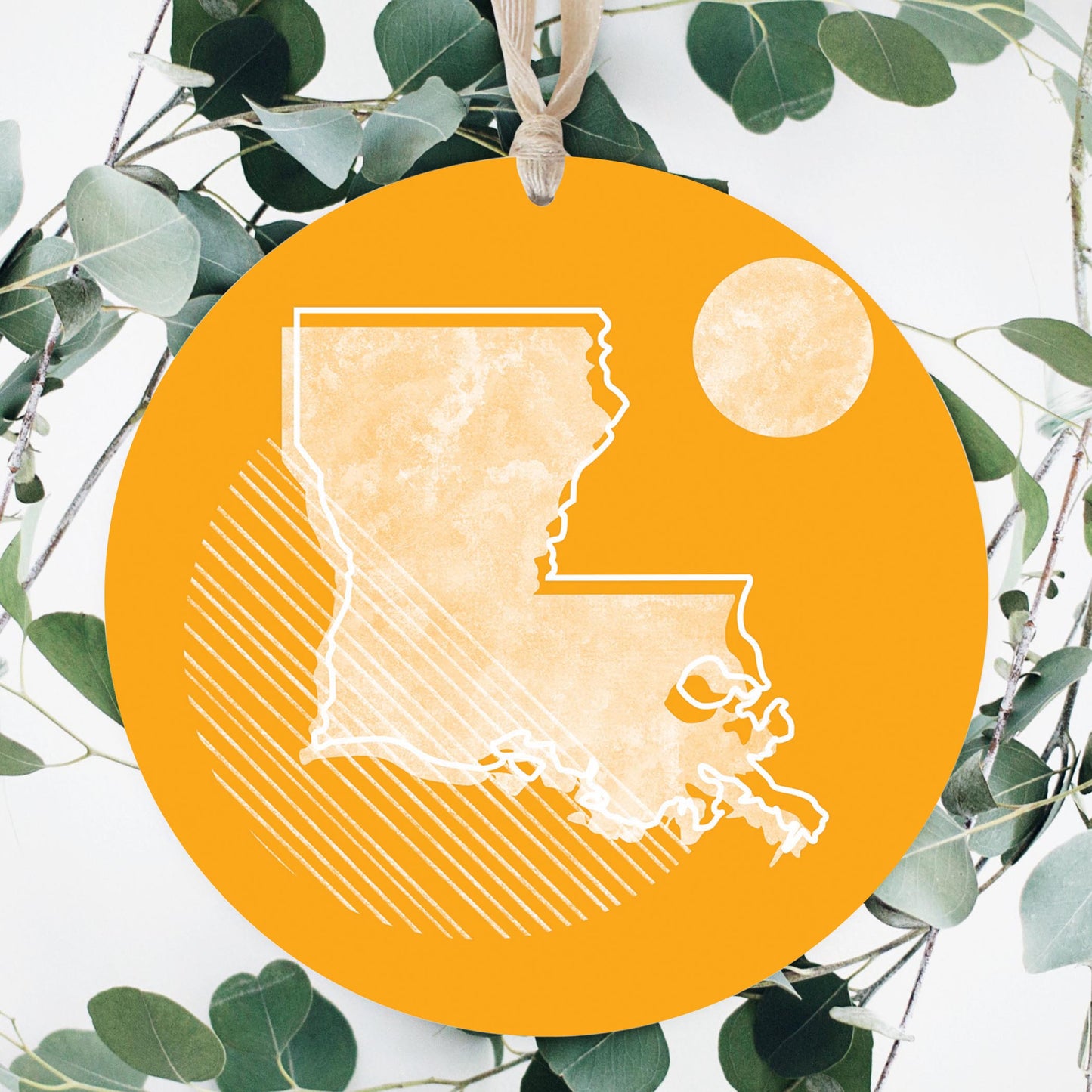 Bright Modern Geometric On Orange Louisiana | Wood Ornament | Eaches | Min 1