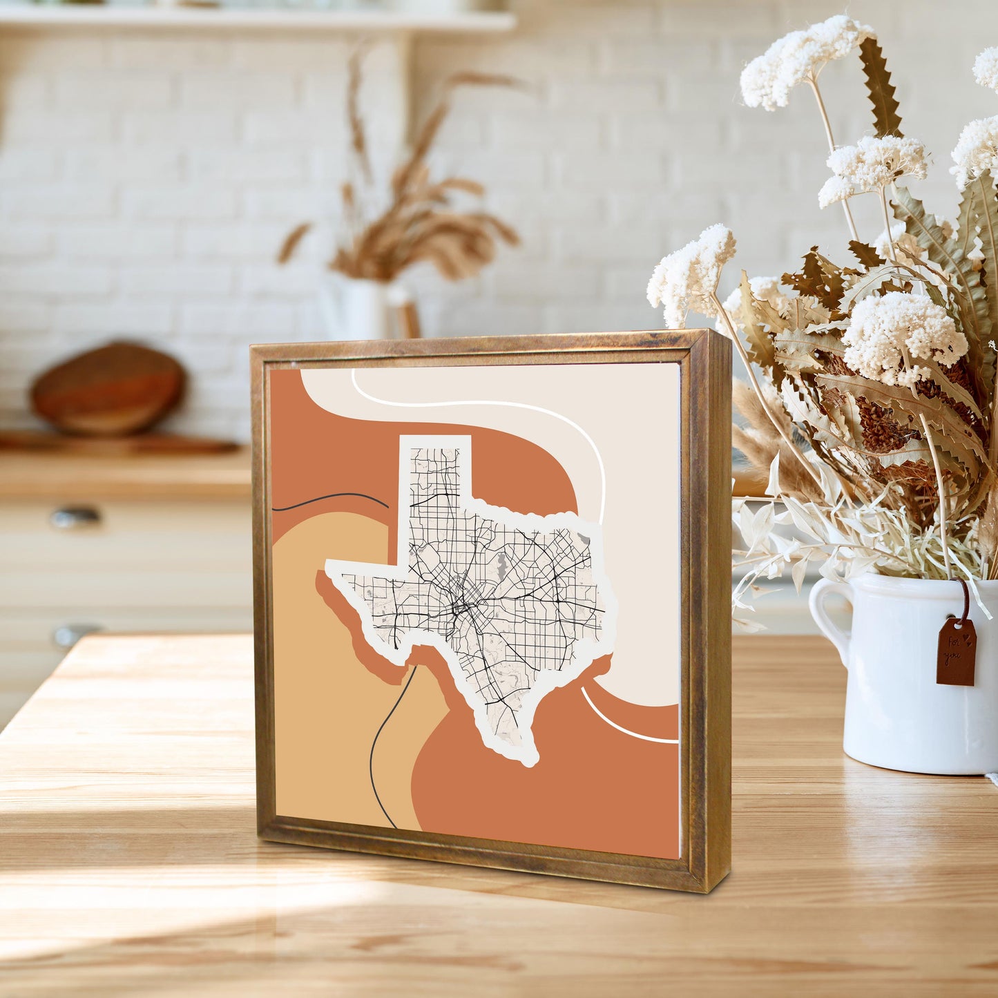 Vintage Groove Fluid Orange Map Texas Dallas | Wood Sign | Eaches | Min 1