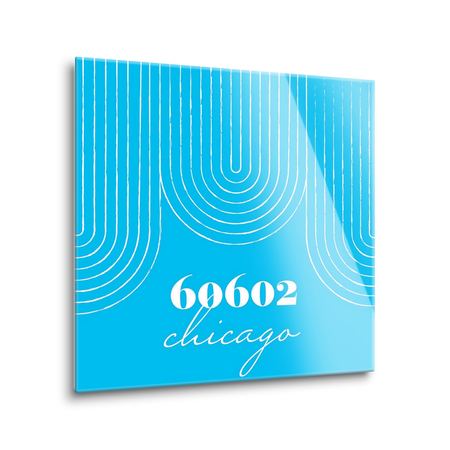 Bright Modern City Zip On Teal Illinois Chicago | Hi-Def Glass Art | Eaches | Min 2