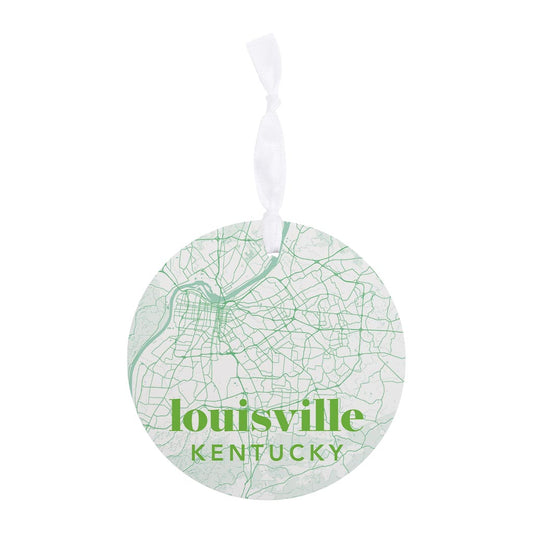 Bright Modern Green Map Kentucky Louisville | Wood Ornament | Eaches | Min 6