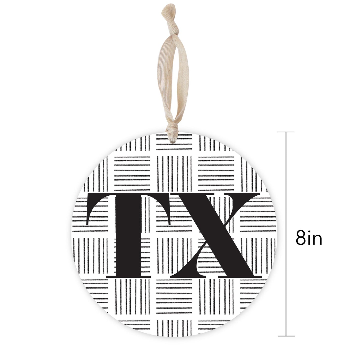 Black And White Abbreviated On White Texas | Wood Ornament | Eaches | Min 1