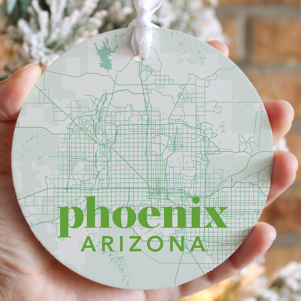 Bright Modern Green Map Arizona Phoenix | Wood Ornament | Eaches | Min 6