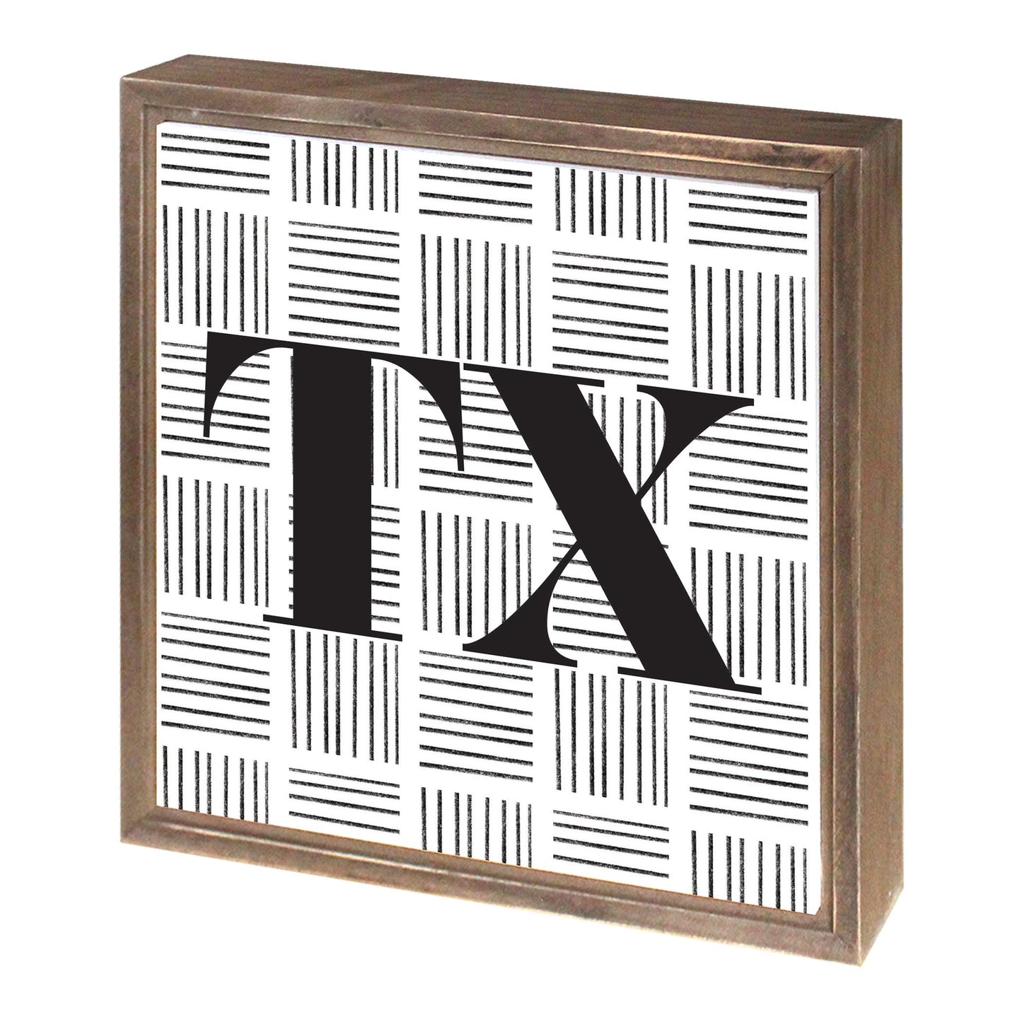 Black And White Abbreviated On White Texas | Wood Sign | Eaches | Min 1