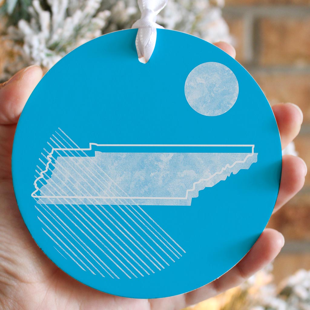 Bright Modern Geometric On Blue Tennessee| Wood Ornament | Eaches | Min 6