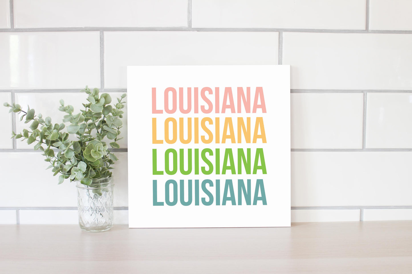 Boho Color Repeated State Name Louisiana | Wood Sign | Eaches | Min 2