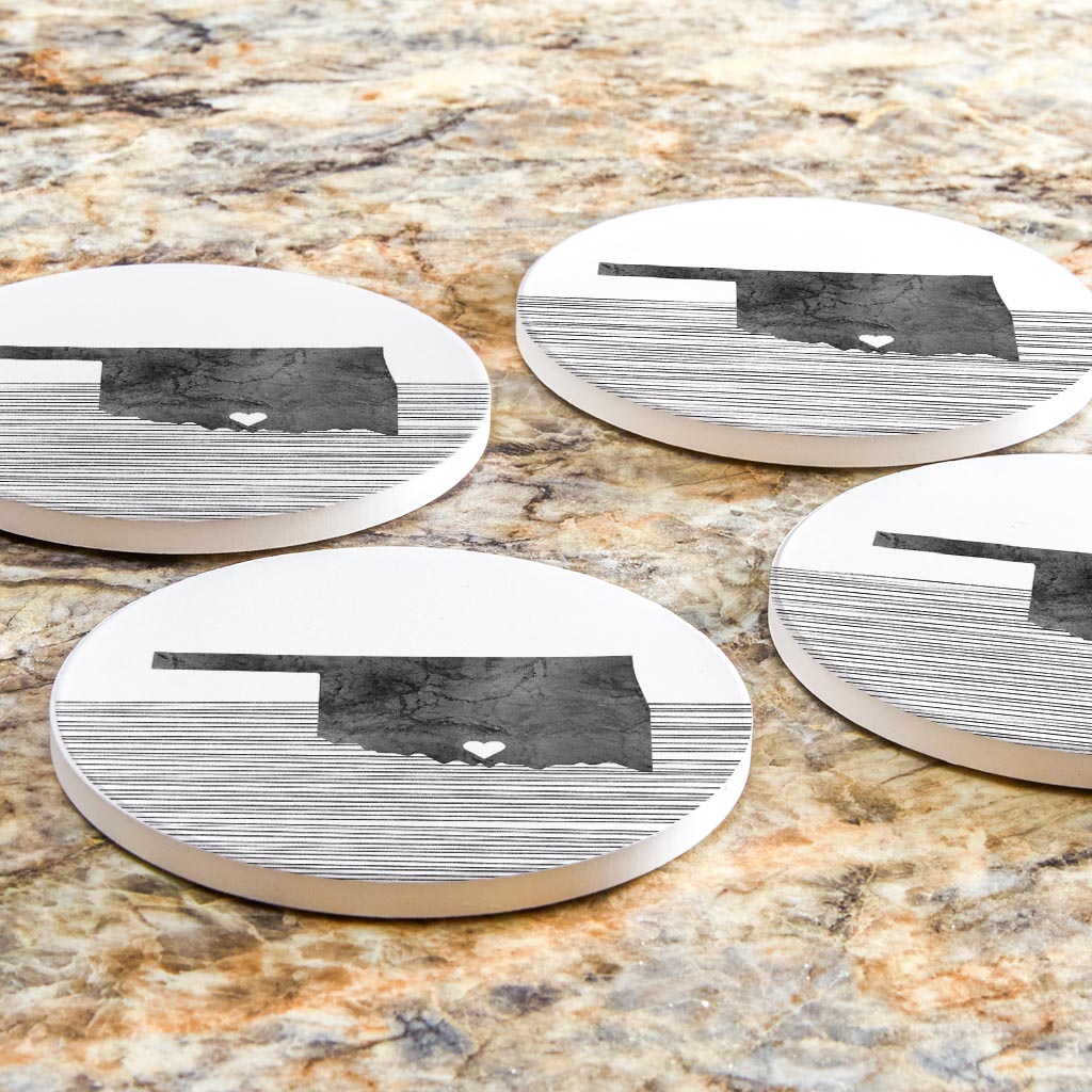 Minimalistic B&W Ardmore Ok Heart Straight State | Absorbent Coasters | Set of 4 | Min 2