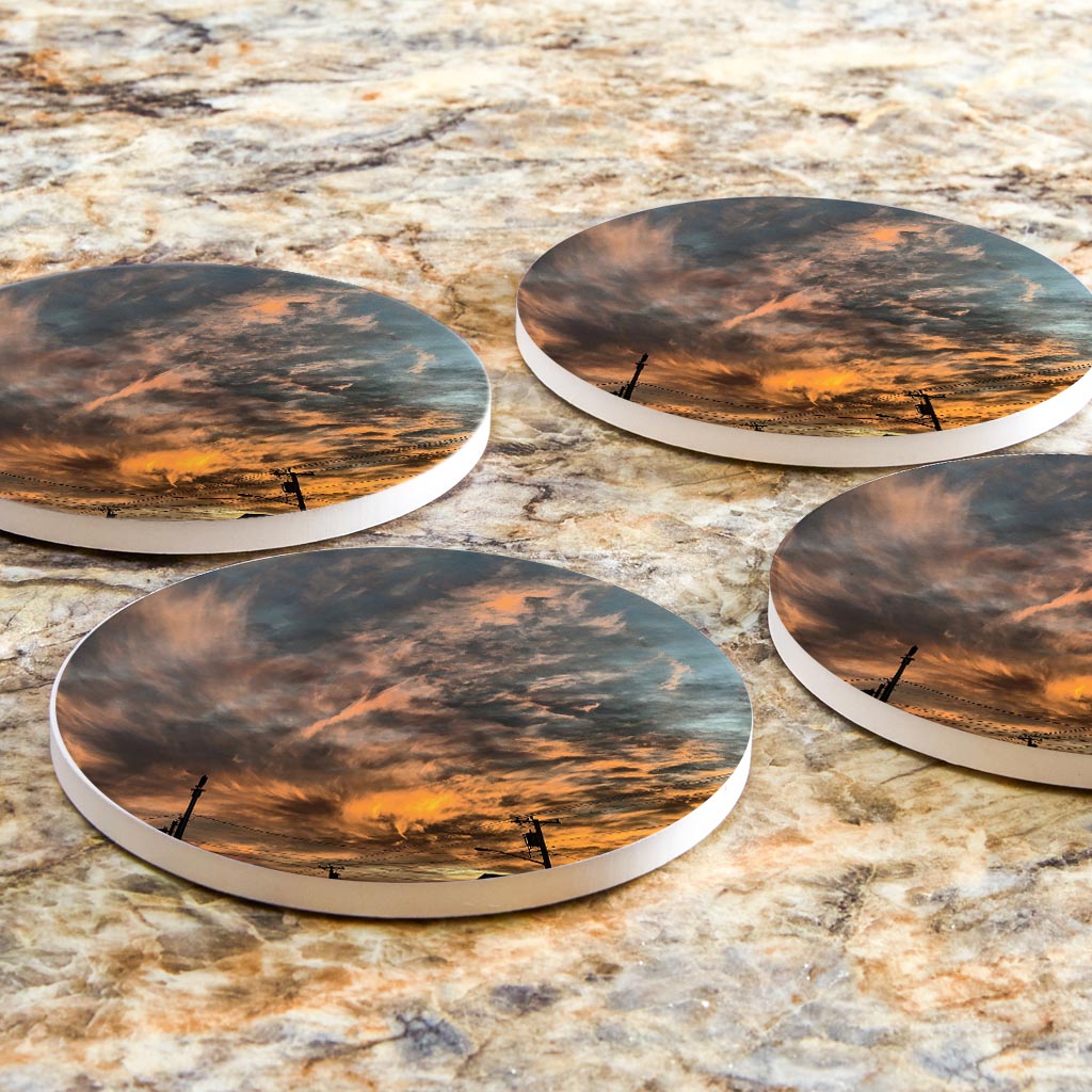 Monokian Ocean City Sky | Absorbent Coasters | Set of 4 | Min 2