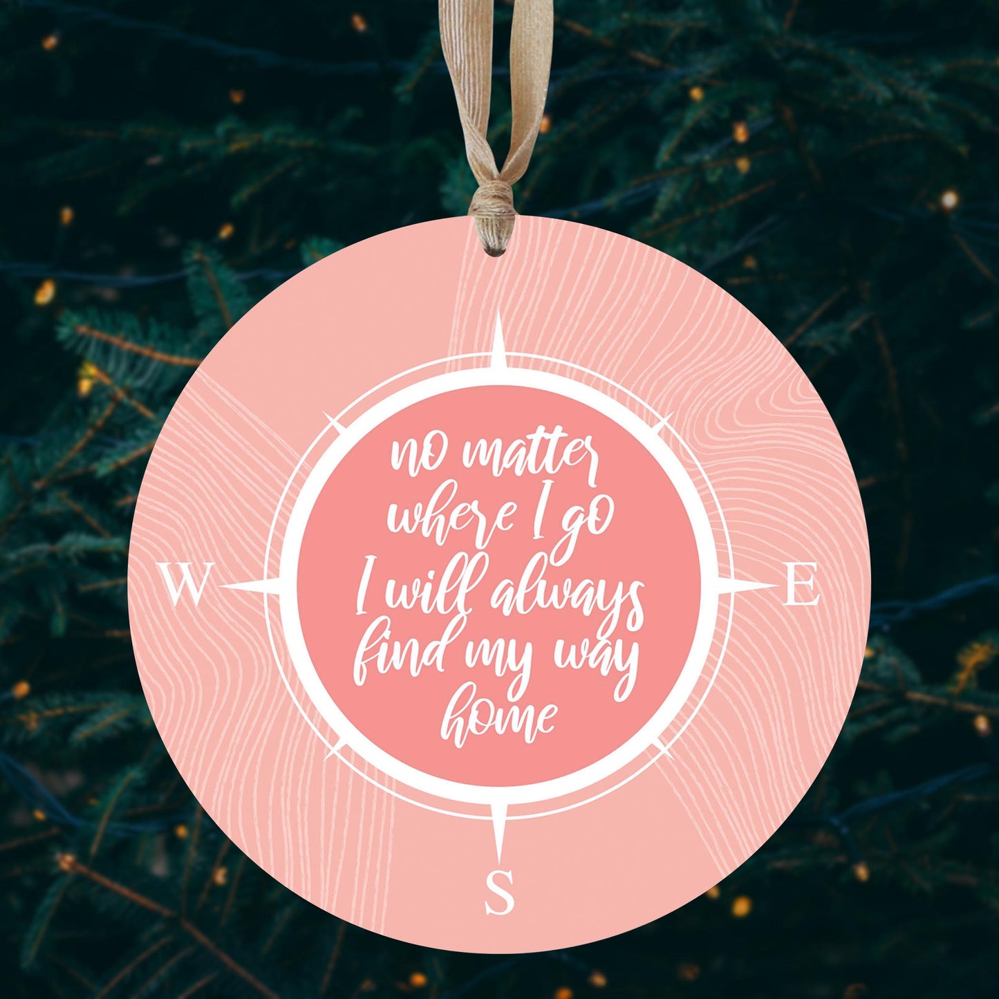 Boho Color Compass On Pink Quote | Wood Ornament | Eaches | Min 1