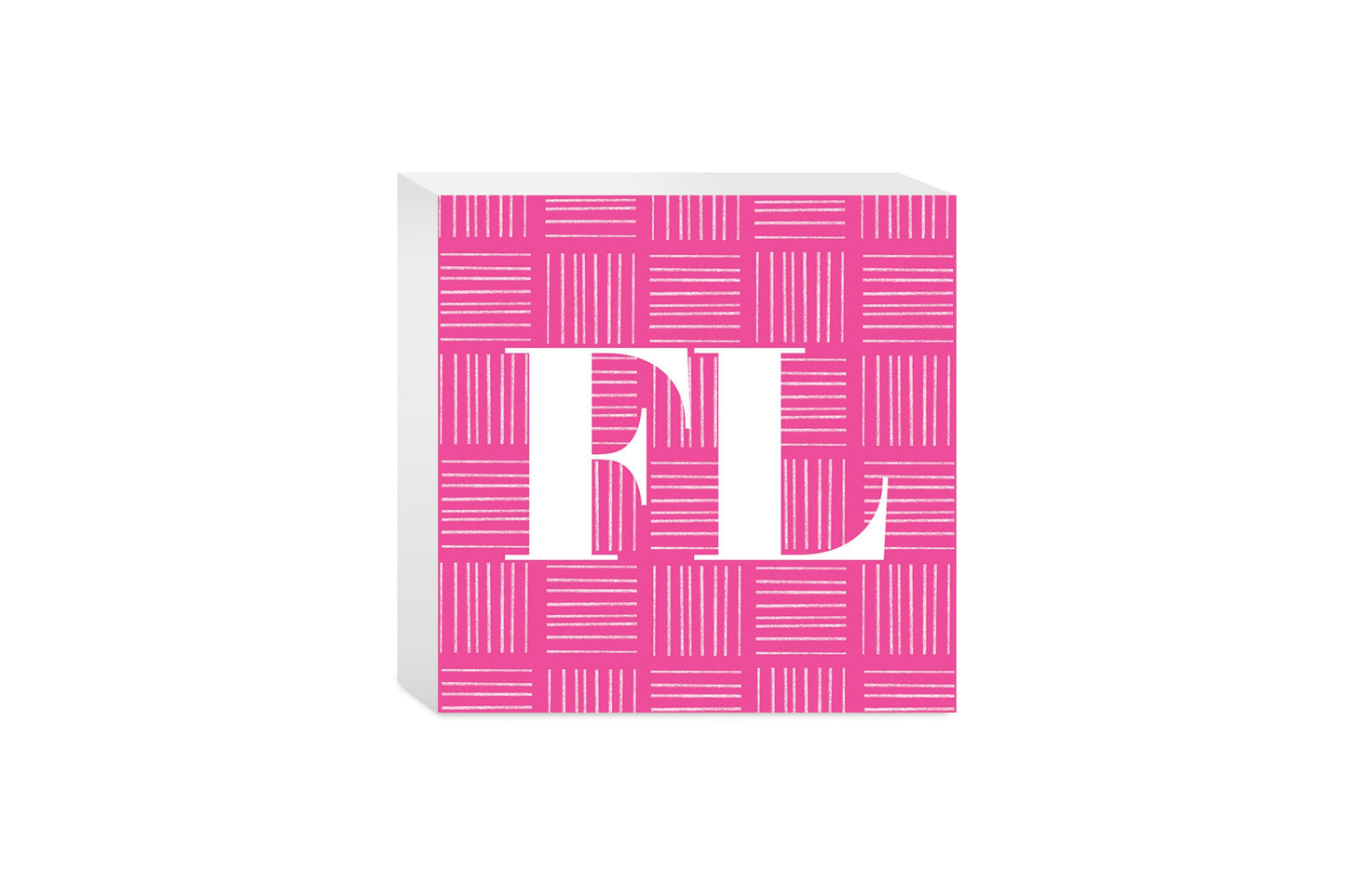 Bright Modern Abbreviated On Pink Florida | Wood Block | Eaches | Min 4