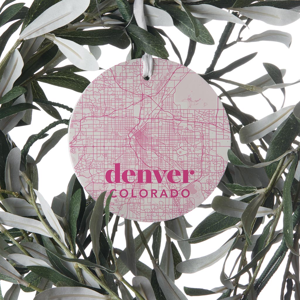 Bright Modern Pink Map Colorado Denver | Wood Ornament | Eaches | Min 6