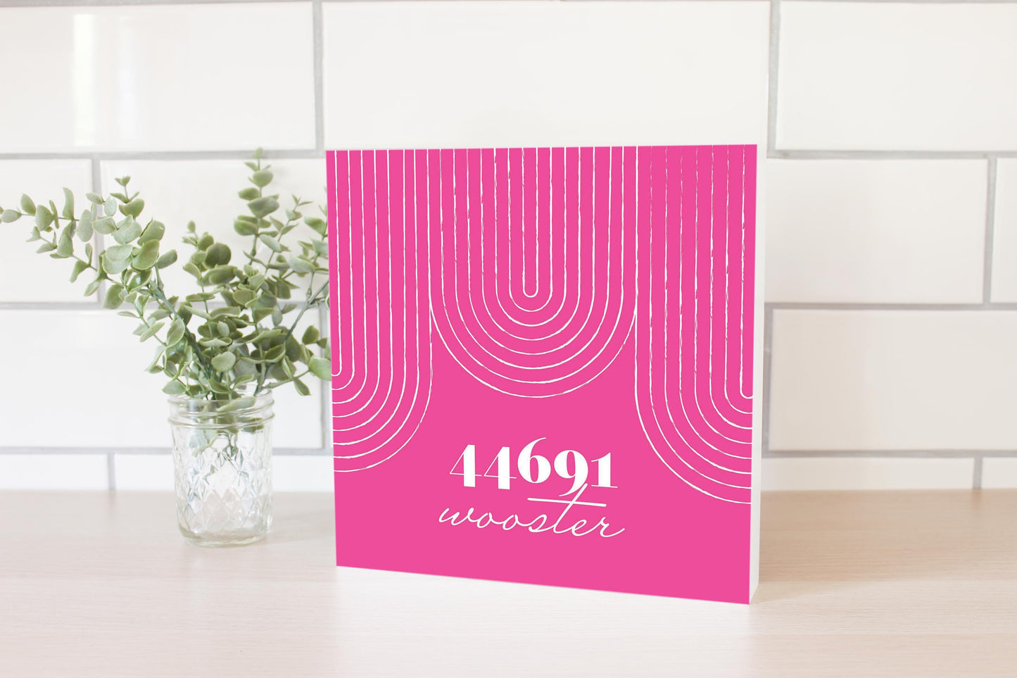 Bright Modern City Zip On Pink Ohio Wooster | Wood Block | Eaches | Min 2