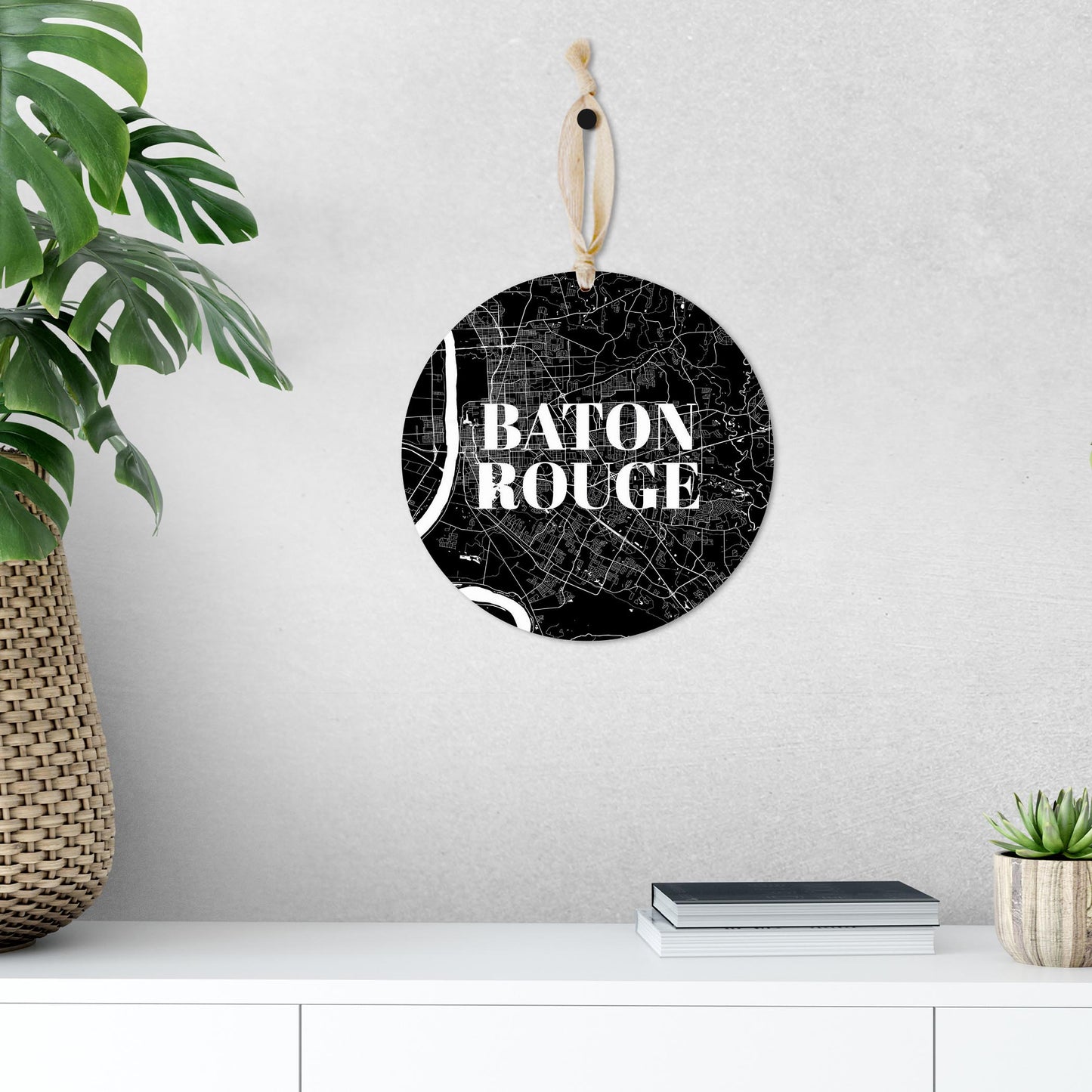 Minimalistic Baton Rouge Black Map | Wood Ornament | Eaches | Min 1