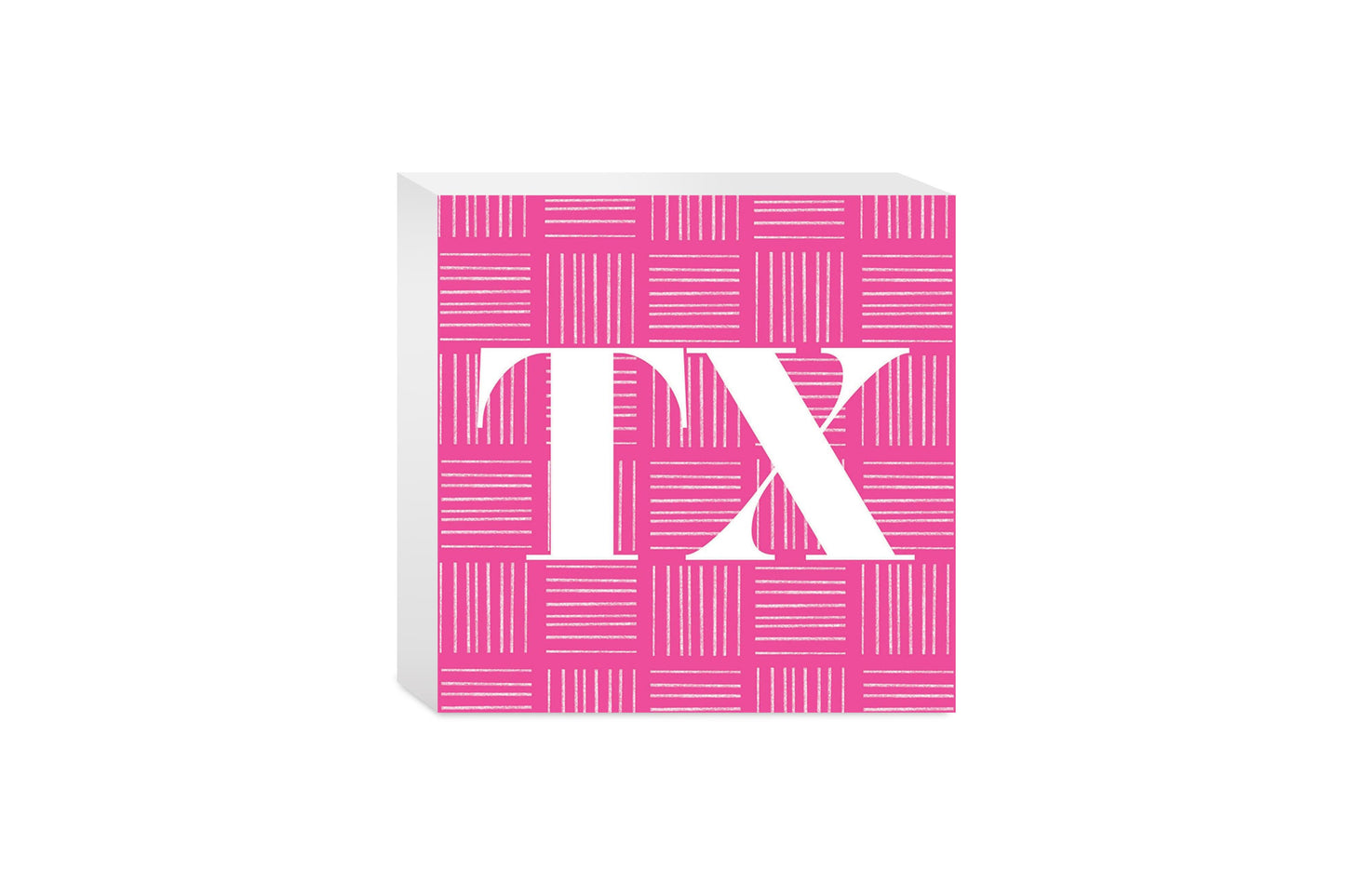 Bright Modern Abbreviated On Pink Texas | Wood Block | Eaches | Min 4