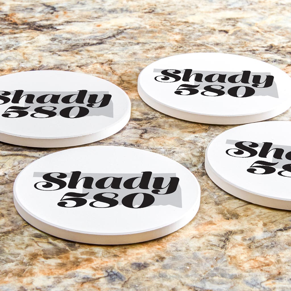 Minimalistic B&W Ardmore Ok Shady 580 White| Absorbent Coasters | Set of 4 | Min 2