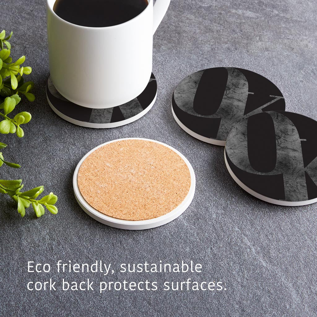 Minimalistic B&W Ardmore Ok Black Initials | Absorbent Coasters | Set of 4 | Min 2