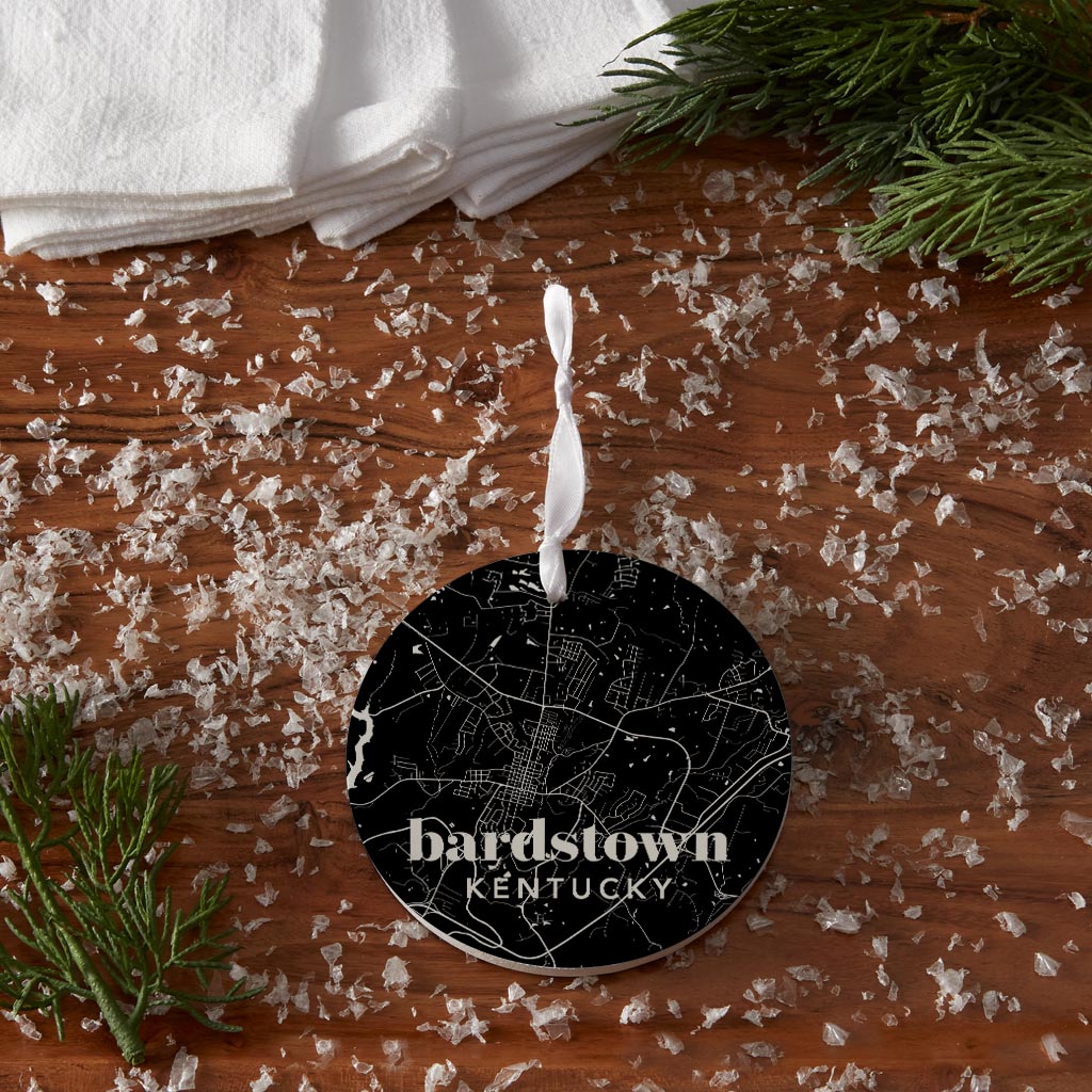 Black And White Black Map Kentucky Bardstown| Wood Ornament | Eaches | Min 6