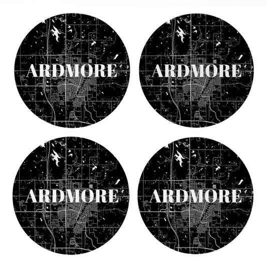 Minimalistic B&W Ardmore Ok Map | Absorbent Coasters | Set of 4 | Min 2