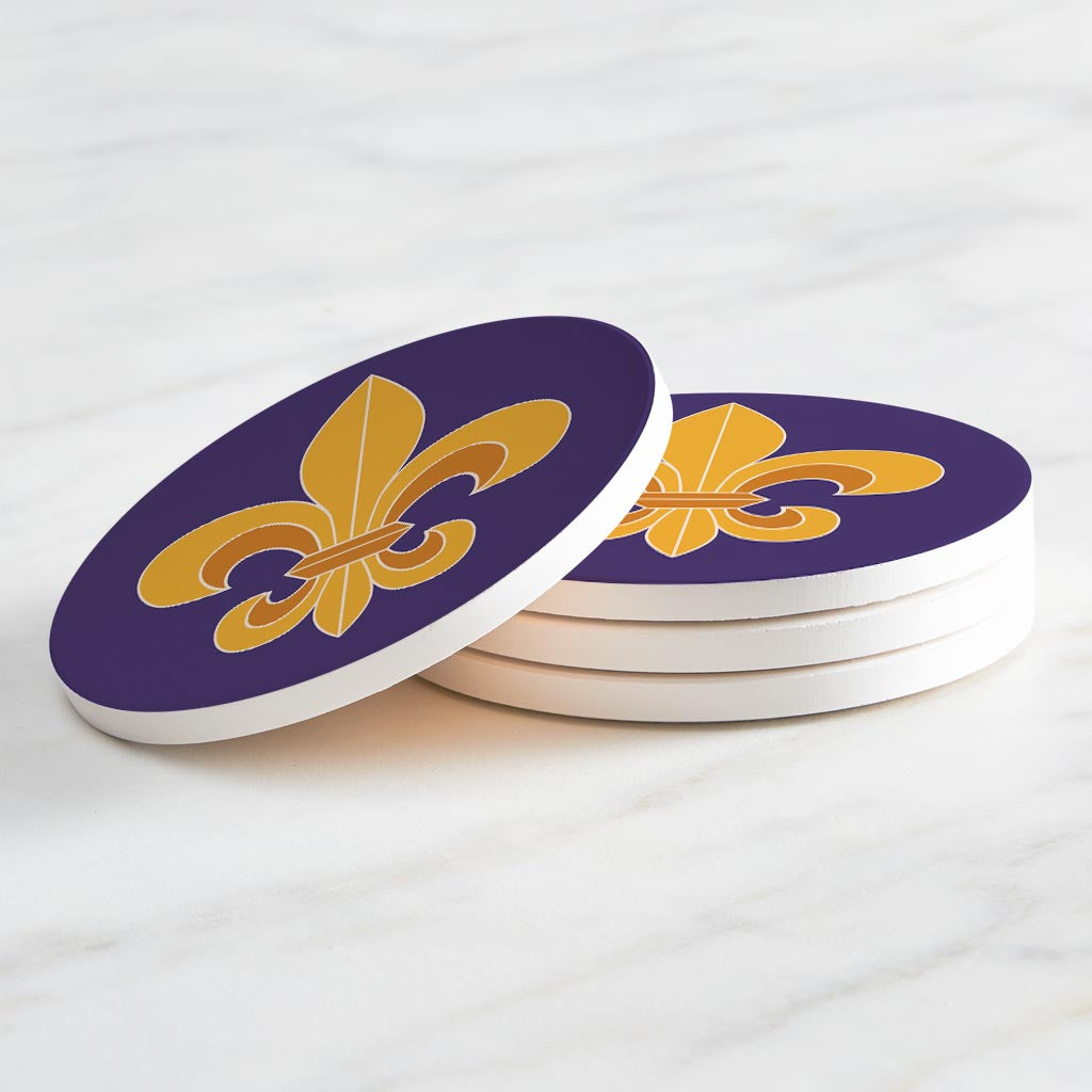 Purple Gold Louisiana Fleur De Lis | Absorbent Coasters | Set of 4 | Min 2