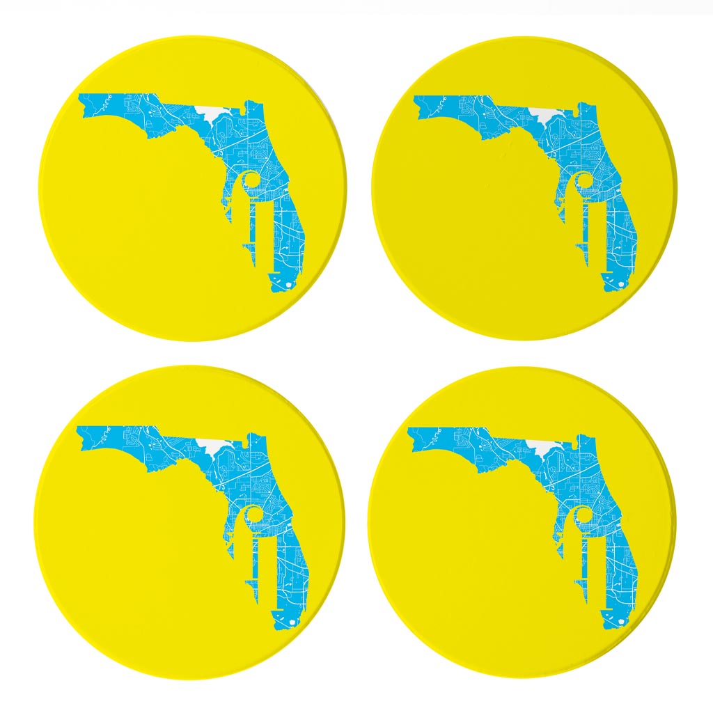 Bright Modern Abbreviated State Yellow Florida Tallahassee | Absorbent Coasters | Set of 4 | Min 2