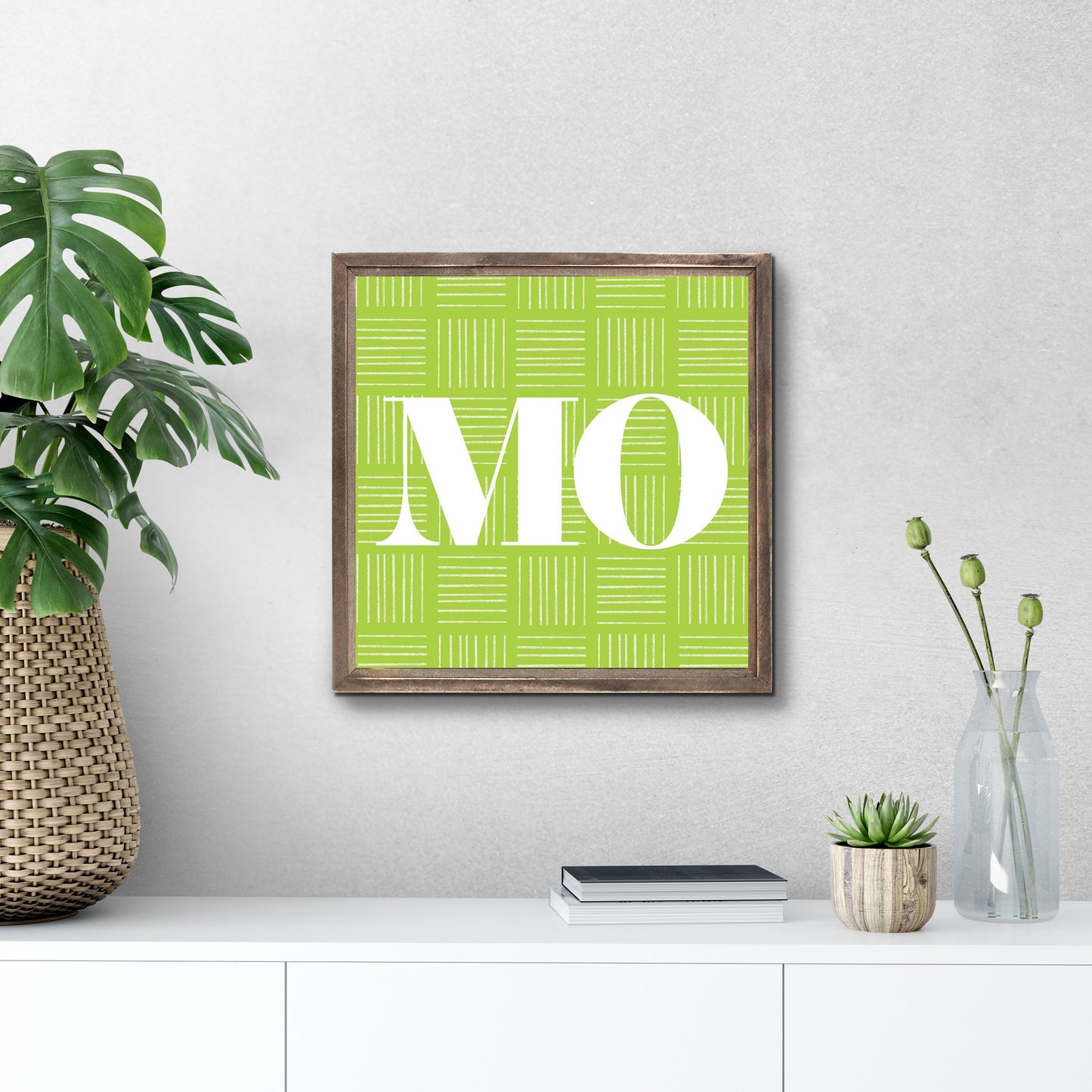 Bright Modern Abbreviated On Green Missouri | Wood Sign | Eaches | Min 1