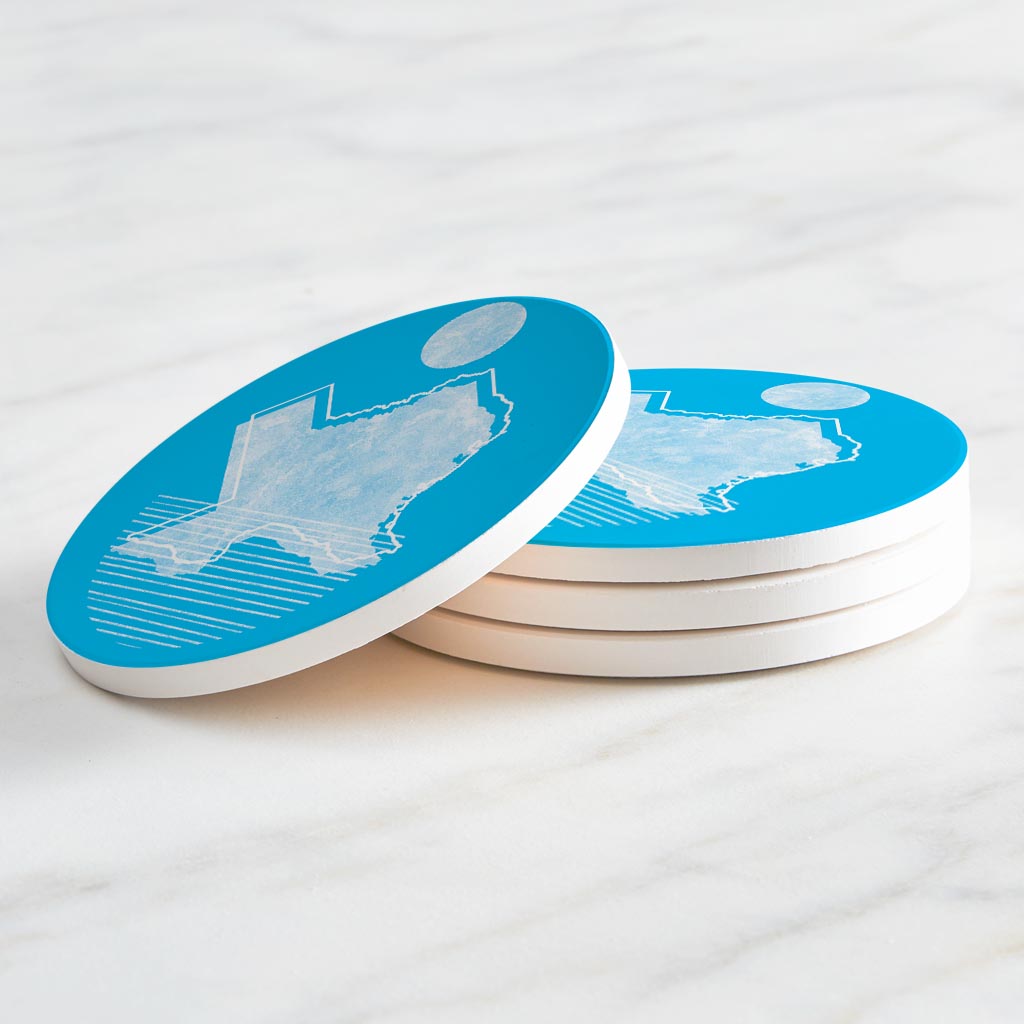 Bright Modern Geometric On Blue Texas | Absorbent Coasters | Set of 4 | Min 2