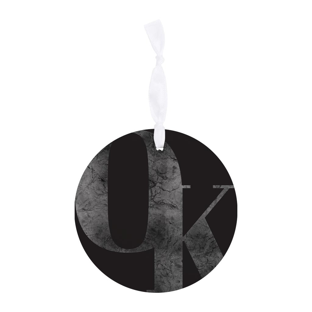 Minimalistic B&W Ardmore Ok Black Initials | Wood Ornament | Eaches | Min 6