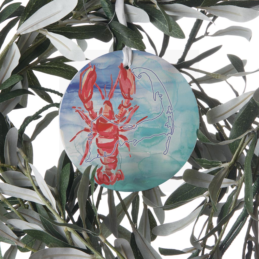 Watercolor Lobster | Wood Ornament | Eaches | Min 6