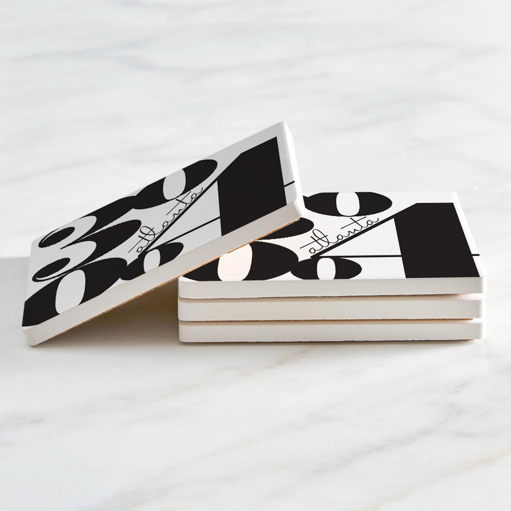 Black And White Zip Block Georgia Atlanta | Absorbent Coasters | Set of 4 | Min 2