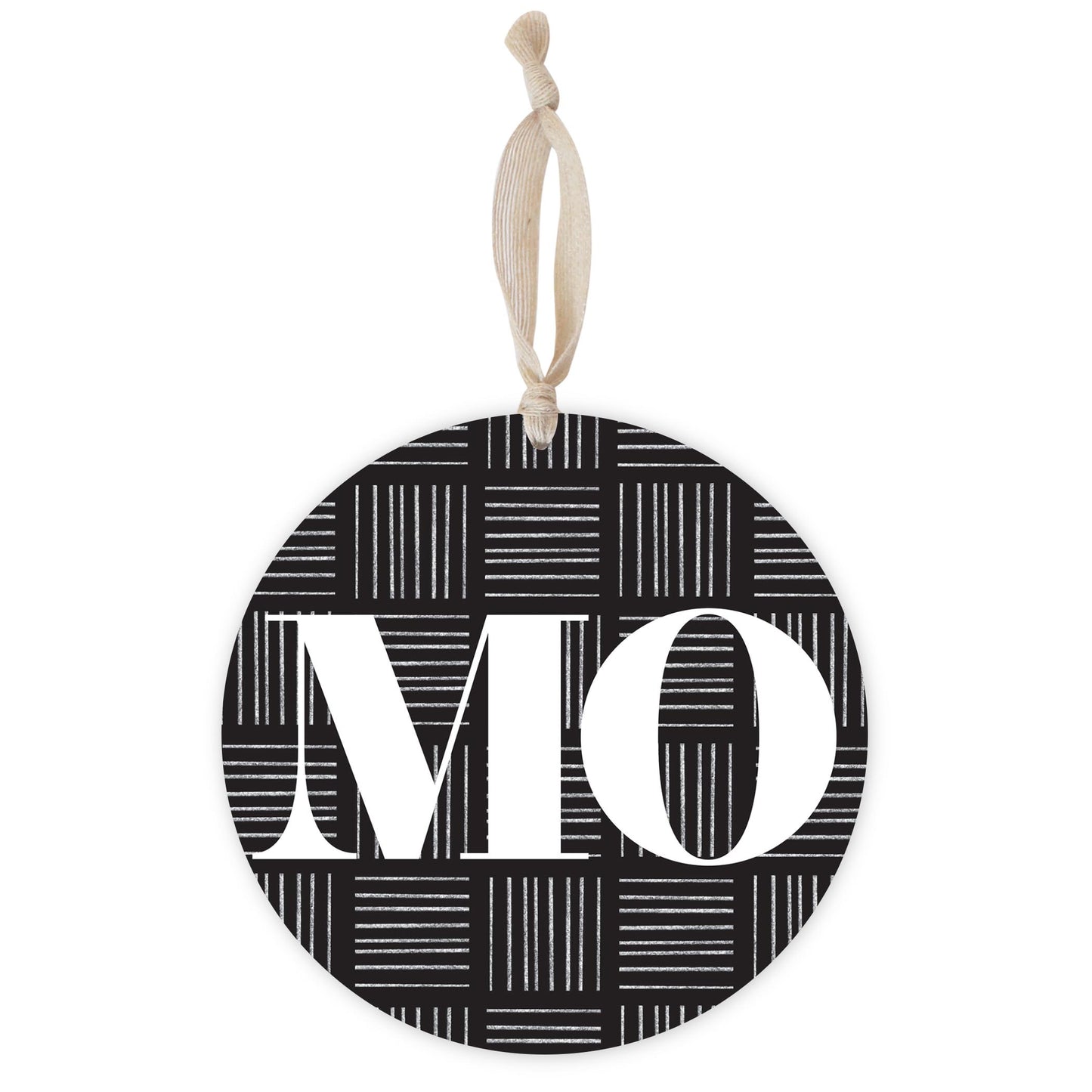 Black And White Abbreviated On Black Missouri | Wood Ornament | Eaches | Min 1