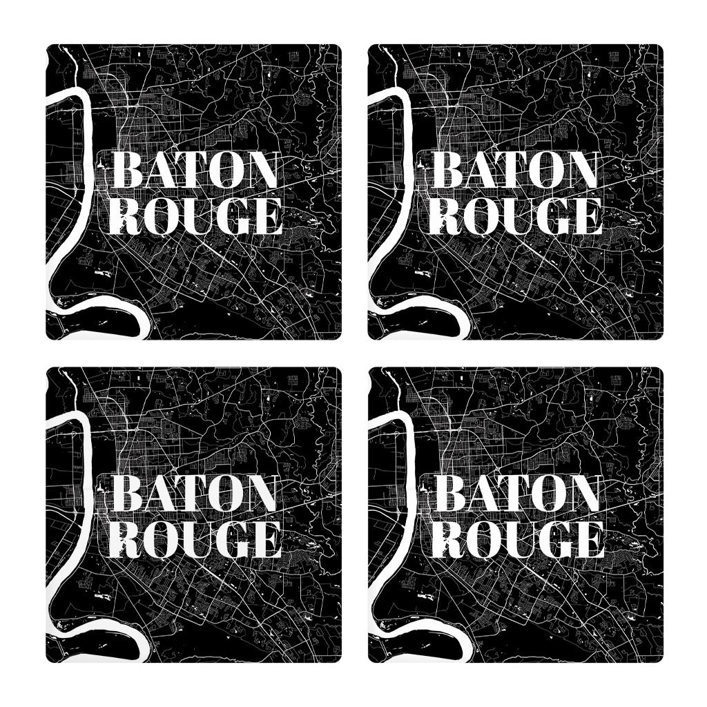 Minimalistic Baton Rouge Black Map| Absorbent Coasters | Set of 4 | Min 2