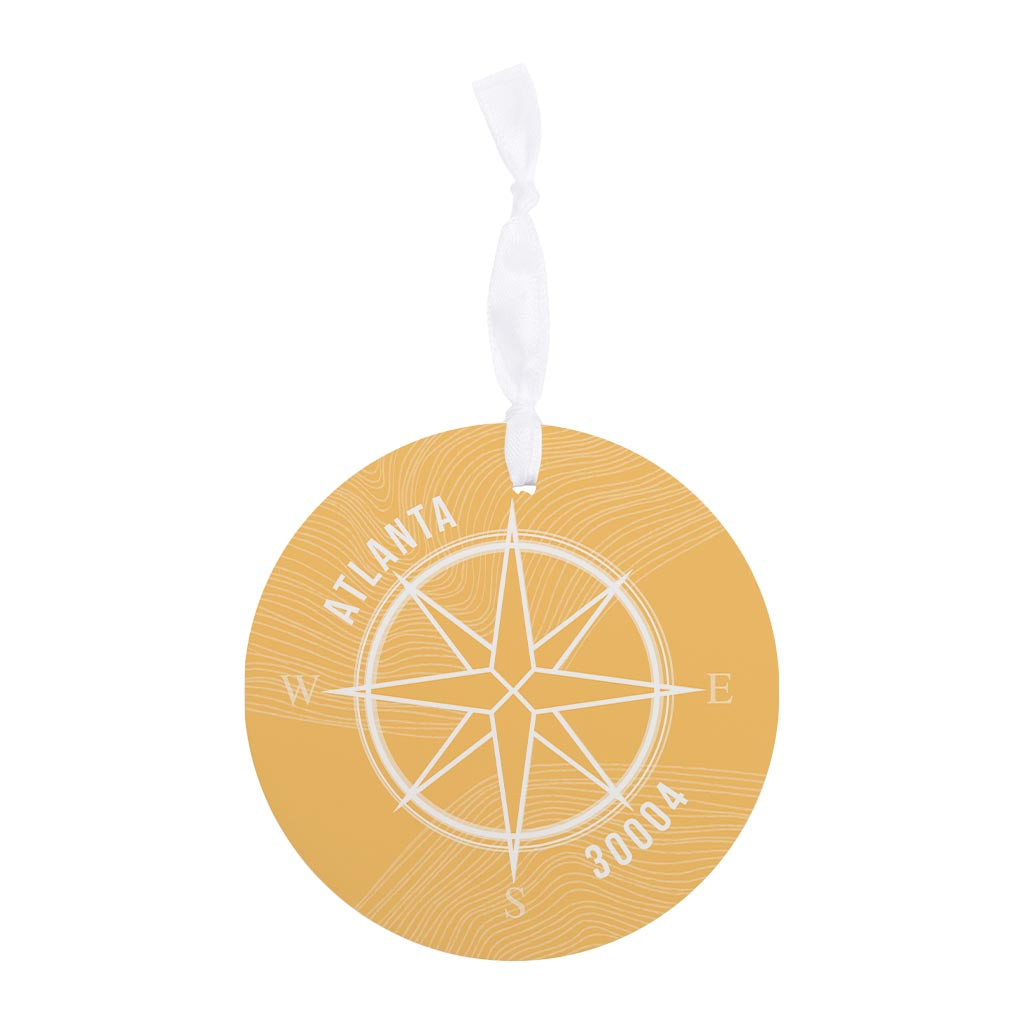 Boho Color Compass Zip On Yellow Georgia Atlanta | Wood Ornament | Eaches | Min 6