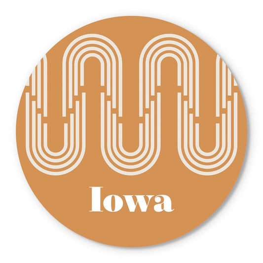 Vintage Groove Yellow Wave Lines Iowa | Wood Sign | Eaches | Min 1